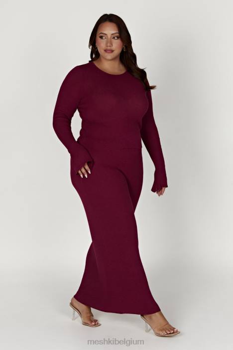 Maribelle gebreide maxirok Meshki wijn N4JN1371 kleding