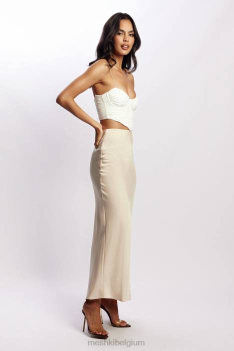 Missy maxi satijnen rok Meshki Champagne N4JN1349 kleding