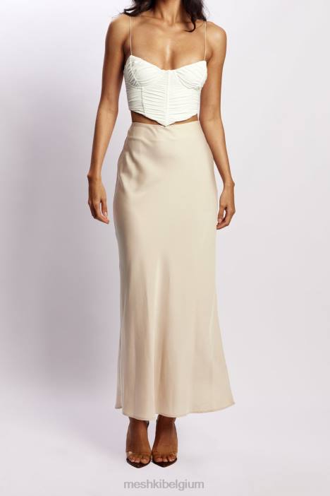 Missy maxi satijnen rok Meshki Champagne N4JN1349 kleding