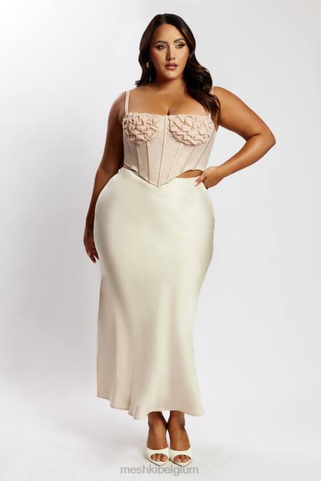 Missy maxi satijnen rok Meshki Champagne N4JN1349 kleding