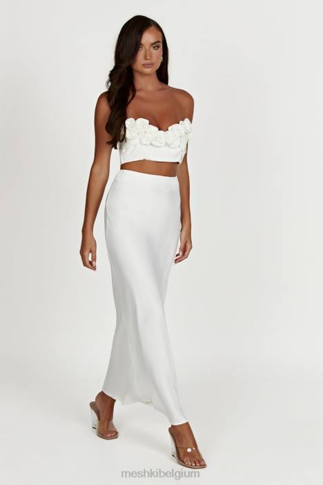 Missy maxi satijnen rok Meshki wit N4JN1265 kleding