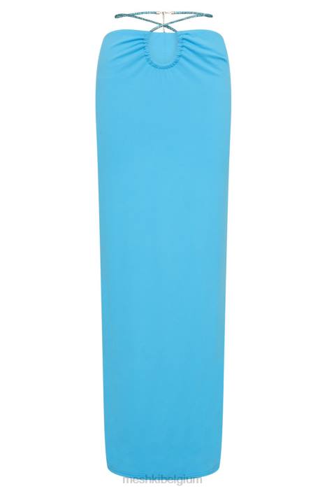 Robijnrode maxi-rok met diamanten touw en ruches Meshki cyaan blauw N4JN1559 kleding
