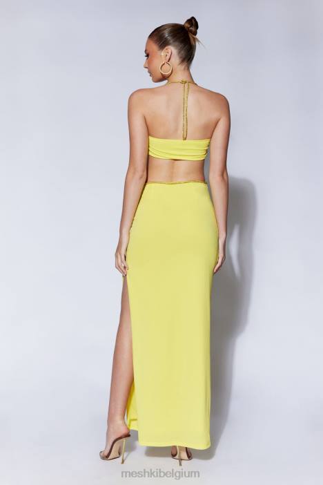 Sweeney maxirok met diamanten en split Meshki chartreuse N4JN1437 kleding