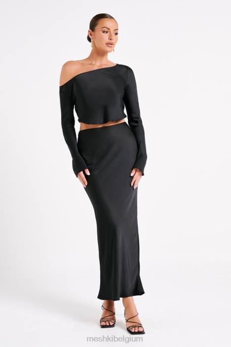 Violeta satijnen maxirok Meshki zwart N4JN1233 kleding
