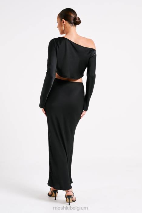 Violeta satijnen maxirok Meshki zwart N4JN1233 kleding