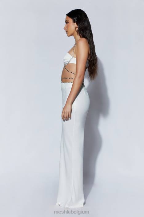 havva maxi-rok met diamanten afwerking Meshki wit N4JN1562 kleding