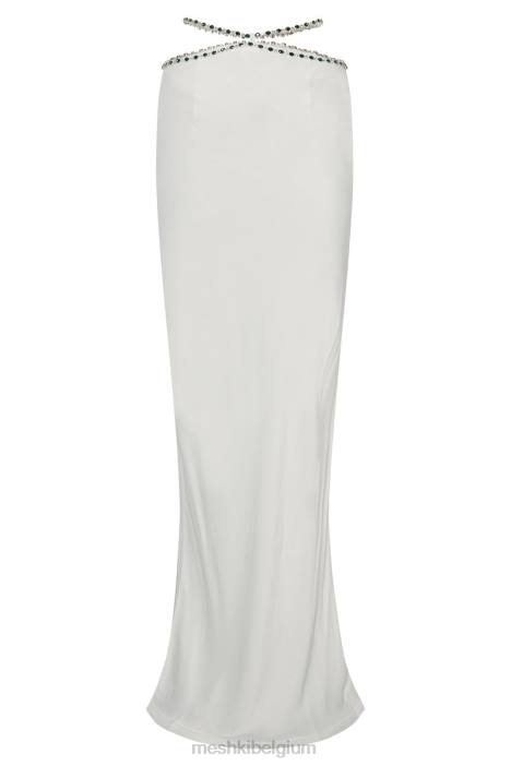 havva maxi-rok met diamanten afwerking Meshki wit N4JN1562 kleding