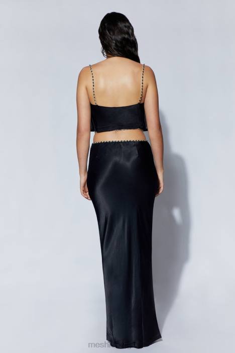 havva maxi-rok met diamanten afwerking Meshki zwart N4JN1466 kleding