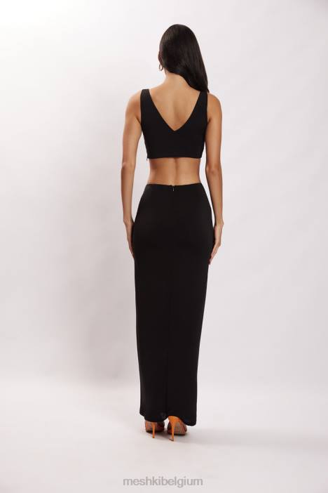 jacqui maxirok met zijsplit Meshki zwart N4JN1571 kleding