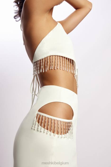 jayleen maxirok met franjes Meshki wit N4JN1563 kleding