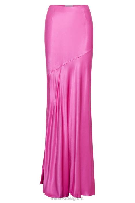 klaproos satijnen maxi rok Meshki roze N4JN1523 kleding