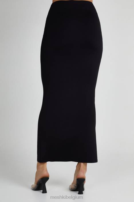 olympia maxirok van gerecycleerd nylon met visstaart Meshki zwart N4JN1258 kleding