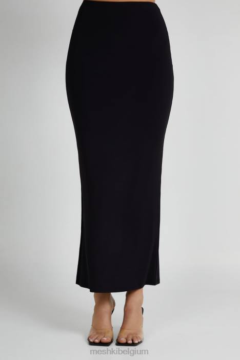 olympia maxirok van gerecycleerd nylon met visstaart Meshki zwart N4JN1258 kleding