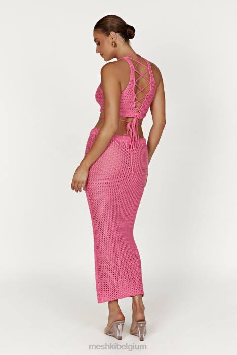 raquel gehaakte maxirok Meshki kauwgom roze N4JN1528 kleding