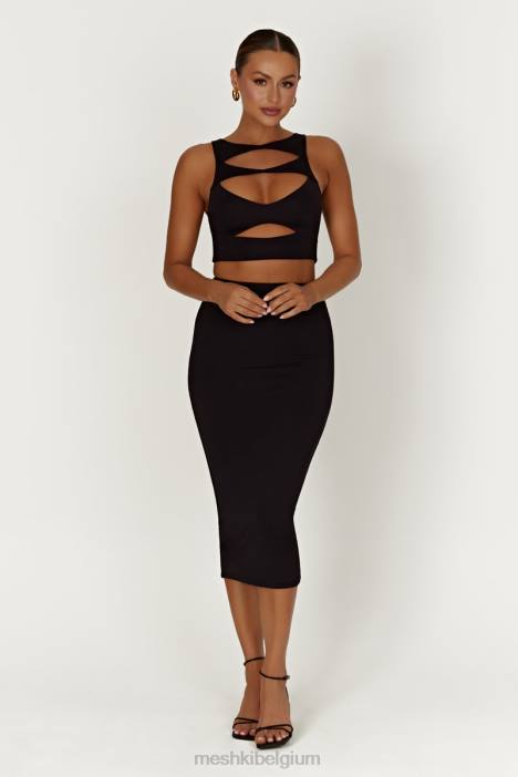 Charley midi-rok Meshki zwart N4JN1403 kleding