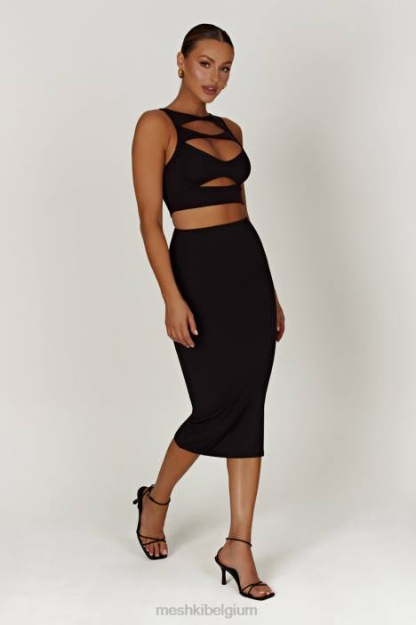 Charley midi-rok Meshki zwart N4JN1403 kleding