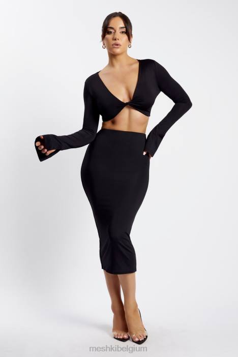 Charley midi-rok Meshki zwart N4JN1403 kleding