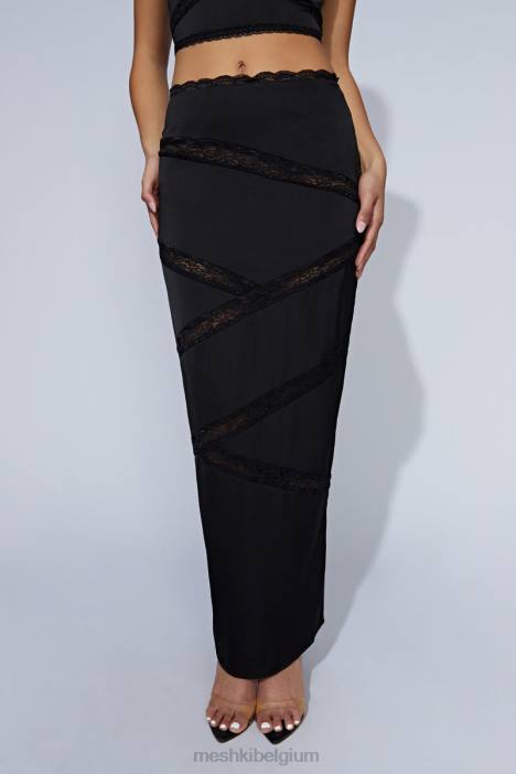 Midi-rok van monet-gesplitst kant Meshki zwart N4JN1552 kleding