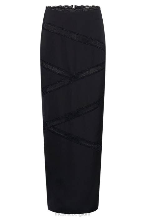Midi-rok van monet-gesplitst kant Meshki zwart N4JN1552 kleding