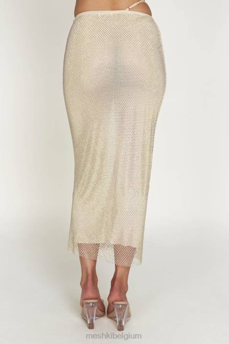 Rayne midi-rok van mesh met diamanten Meshki room N4JN1378 kleding