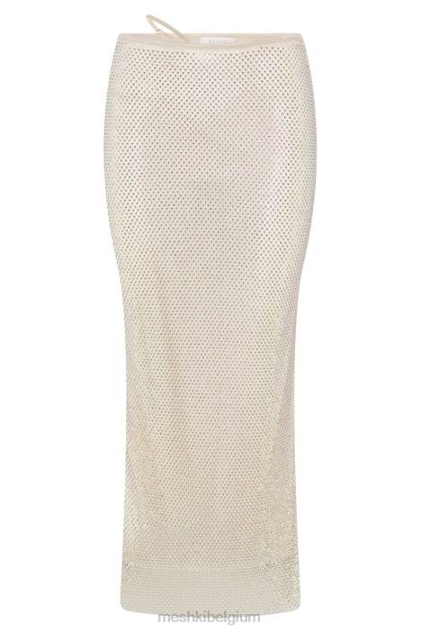 Rayne midi-rok van mesh met diamanten Meshki room N4JN1378 kleding