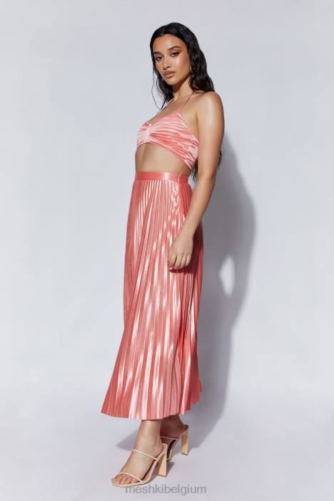 Shirin geplooide satijnen midi-rok Meshki rozenwater N4JN1507 kleding