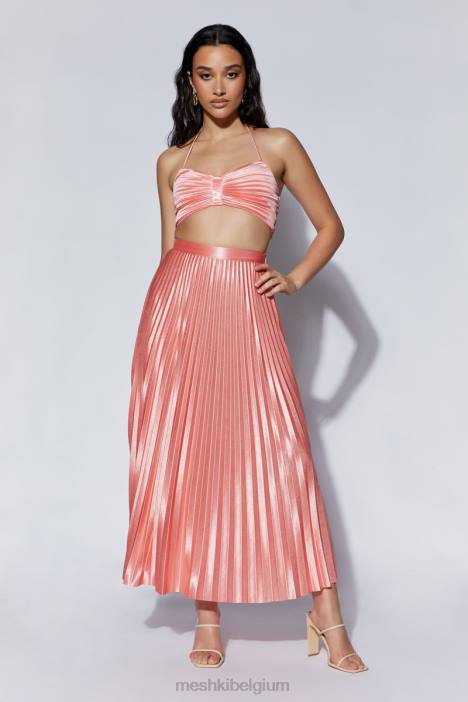 Shirin geplooide satijnen midi-rok Meshki rozenwater N4JN1507 kleding