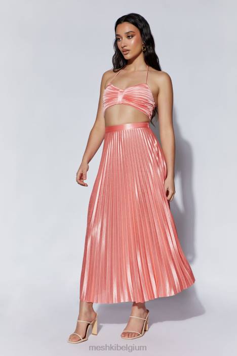 Shirin geplooide satijnen midi-rok Meshki rozenwater N4JN1507 kleding