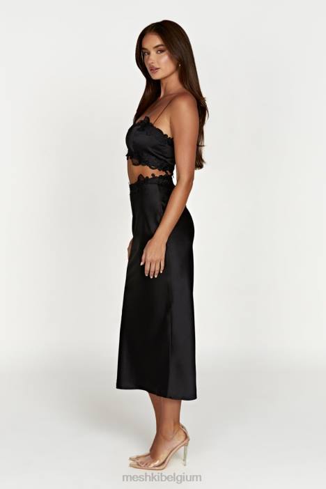 anika midi rok met kant Meshki zwart N4JN1397 kleding