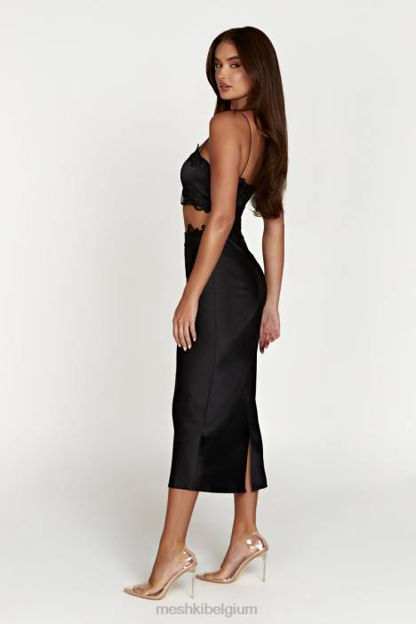 anika midi rok met kant Meshki zwart N4JN1397 kleding