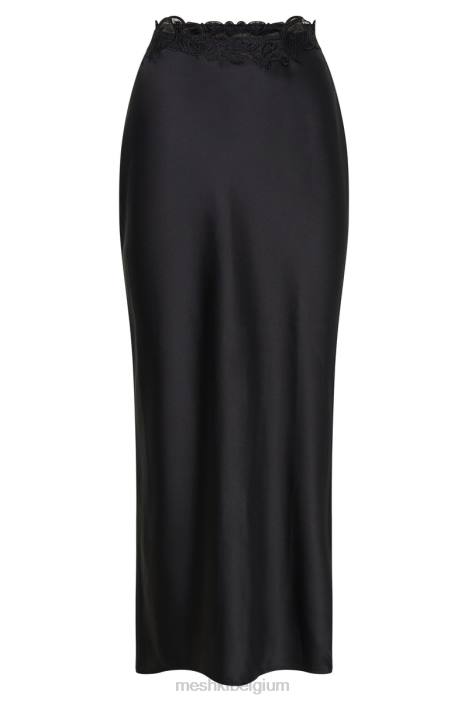 anika midi rok met kant Meshki zwart N4JN1397 kleding