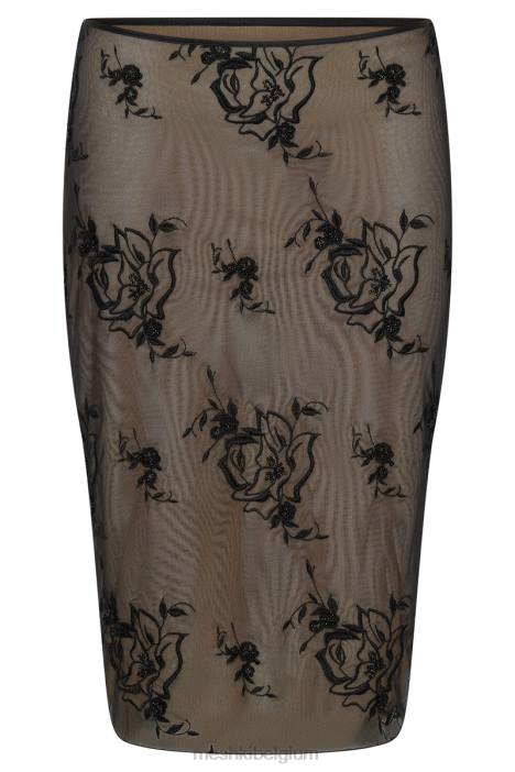 xena midirok van geborduurde mesh Meshki zwart N4JN1368 kleding