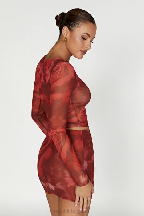 Erina mesh minirok Meshki extra grote rozenprint N4JN1347 kleding