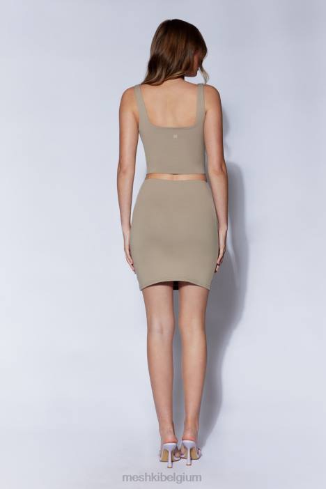 Kara minirok met ruches aan de voorkant Meshki taupe N4JN1553 kleding