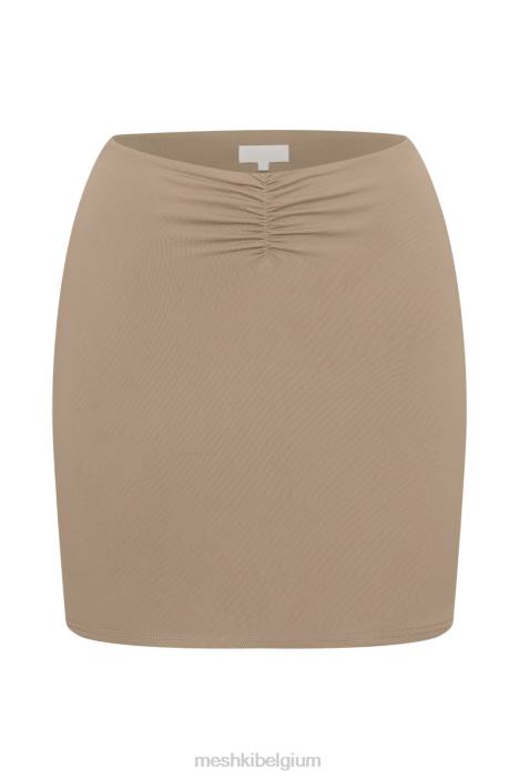 Kara minirok met ruches aan de voorkant Meshki taupe N4JN1553 kleding