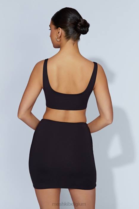 Kara minirok met ruches aan de voorkant Meshki zwart N4JN1560 kleding