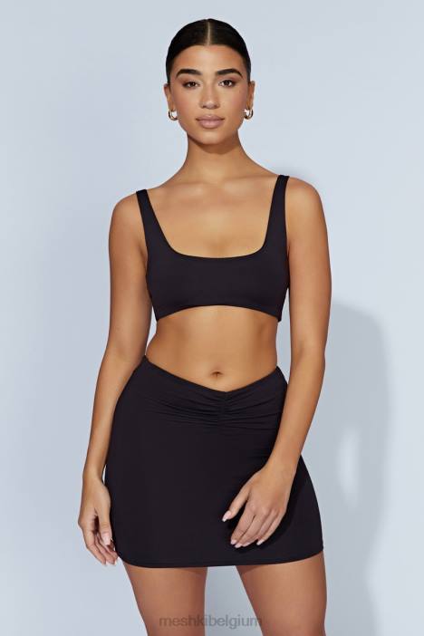 Kara minirok met ruches aan de voorkant Meshki zwart N4JN1560 kleding