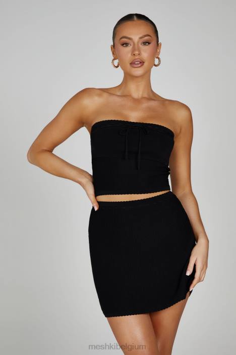 Kyra wafel minirok Meshki zwart N4JN1285 kleding