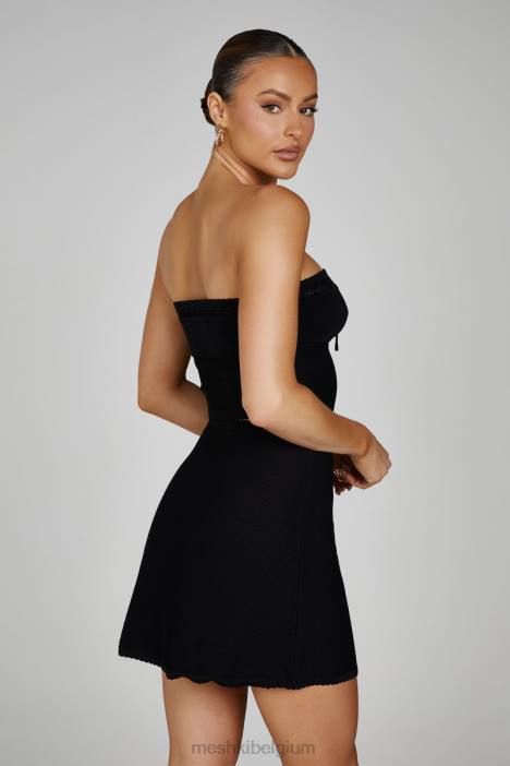 Kyra wafel minirok Meshki zwart N4JN1285 kleding