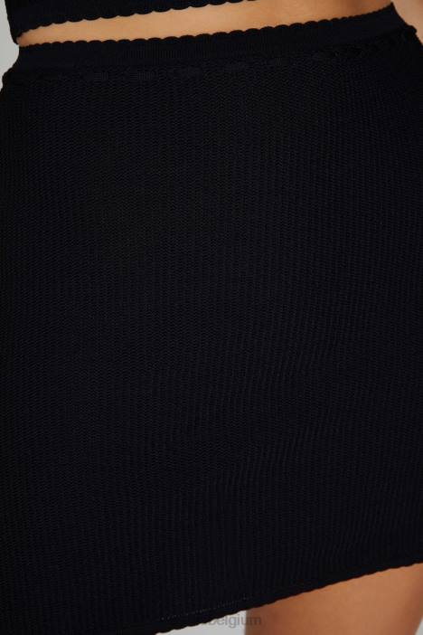 Kyra wafel minirok Meshki zwart N4JN1285 kleding