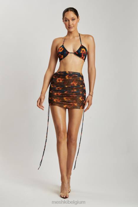 Lindsey mesh zijrok met ruches Meshki abstracte bloemen N4JN1420 kleding