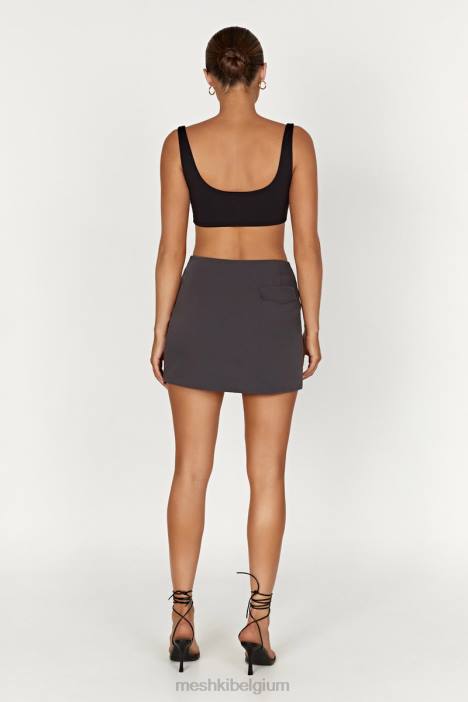 Malika bijpassende minirok Meshki houtskool N4JN1367 kleding