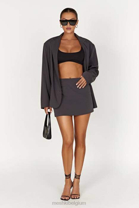 Malika bijpassende minirok Meshki houtskool N4JN1367 kleding
