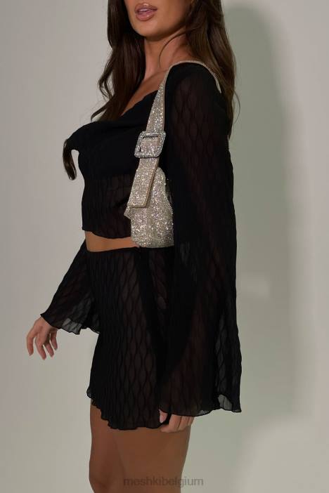 Mid-rise minirok van klimop Meshki zwart N4JN1531 kleding