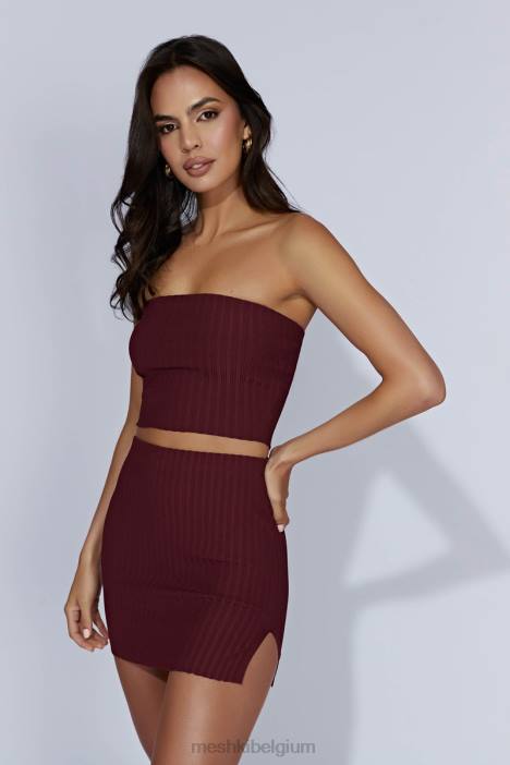 Shiloh gebreide minirok met lage taille Meshki kersen chocolade N4JN1468 kleding