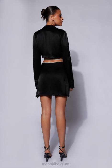 Talulah mini-fluitrok van touw met diamanten touw Meshki zwart N4JN1544 kleding