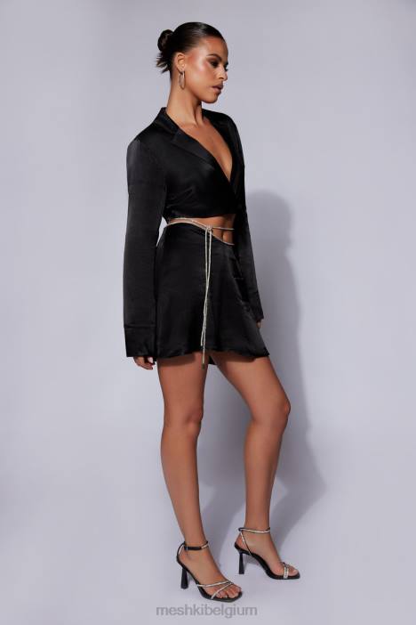 Talulah mini-fluitrok van touw met diamanten touw Meshki zwart N4JN1544 kleding