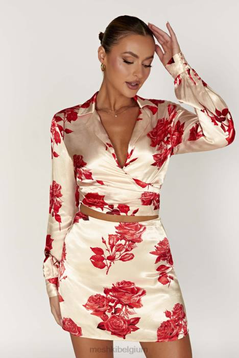 amia satijnen minirok Meshki rozen print N4JN1370 kleding