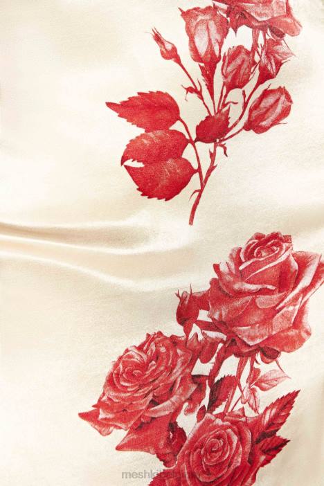 amia satijnen minirok Meshki rozen print N4JN1370 kleding