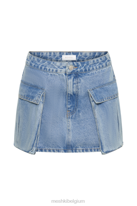 lylah denim minirok met zak Meshki midden blauw N4JN1269 kleding